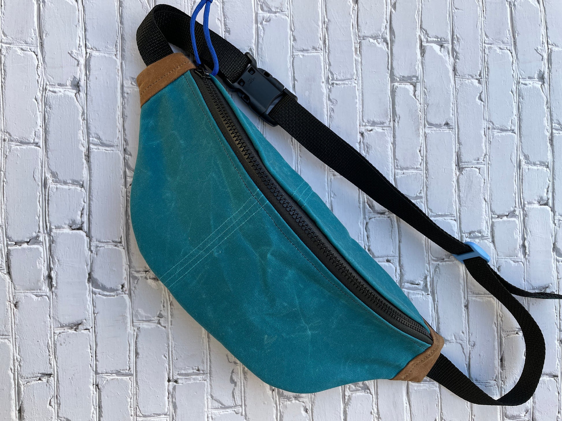 Teal Waxed Canvas Sling Bag