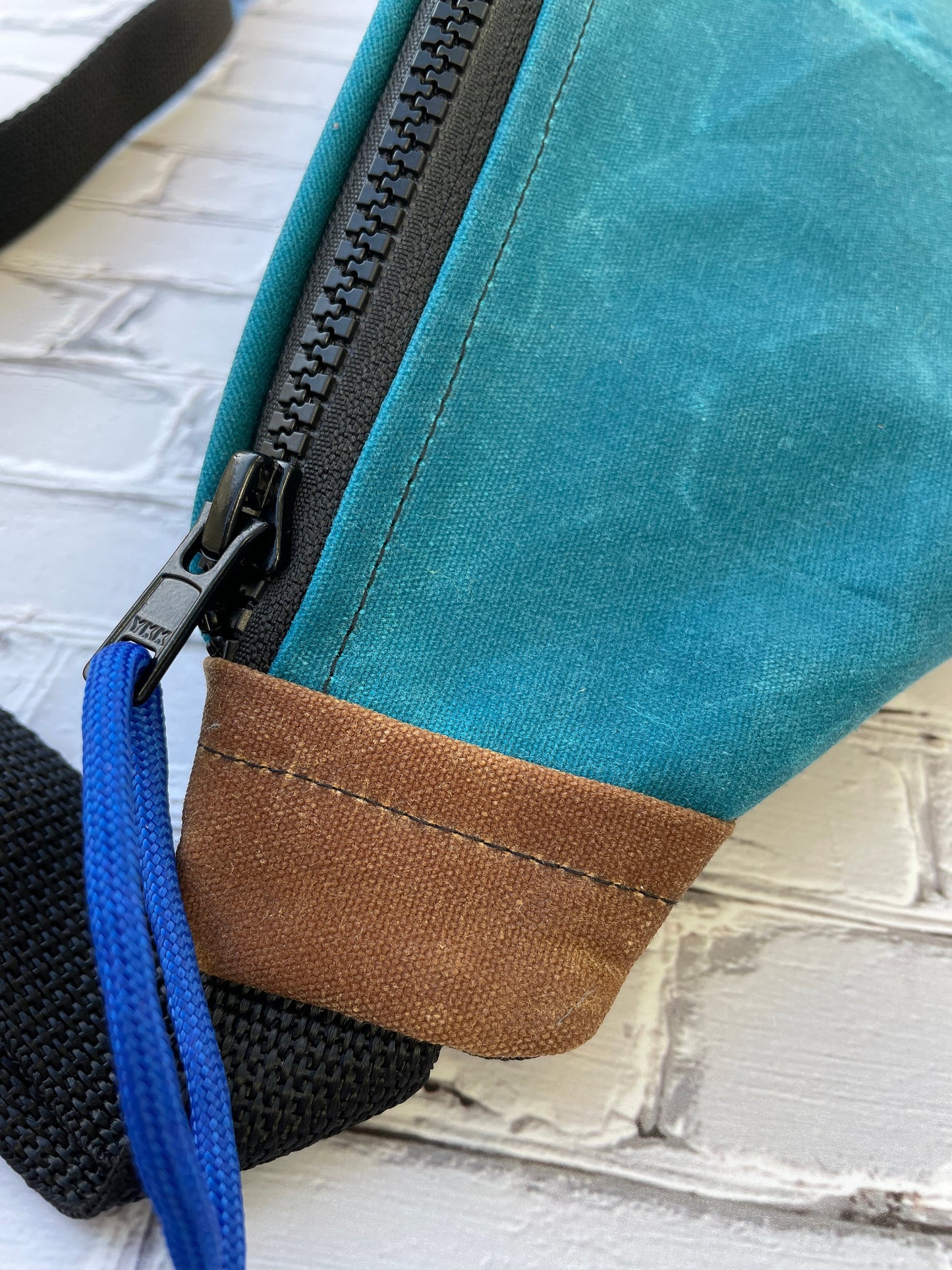 Teal Waxed Canvas Sling Bag