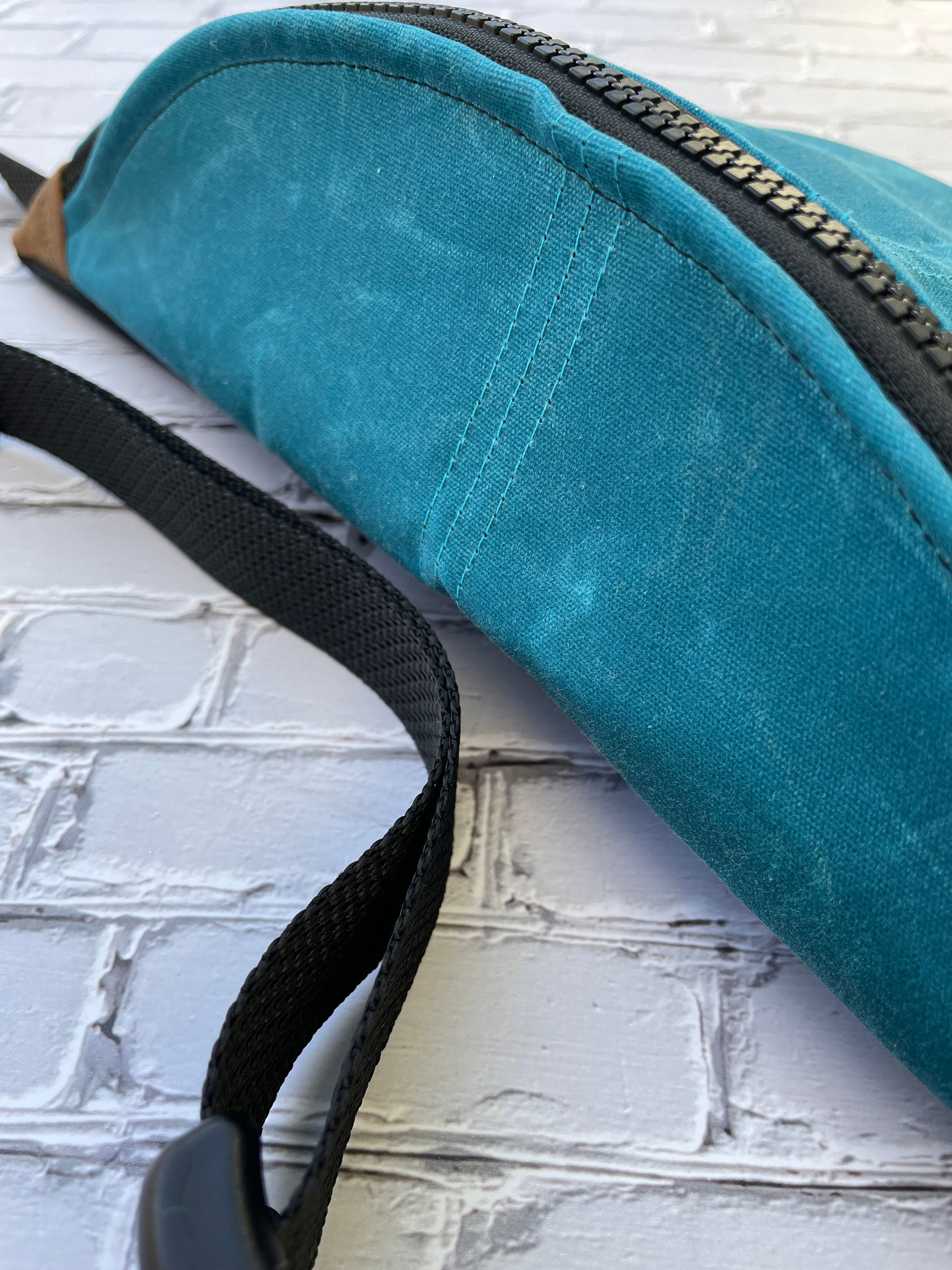 Teal Waxed Canvas Sling Bag