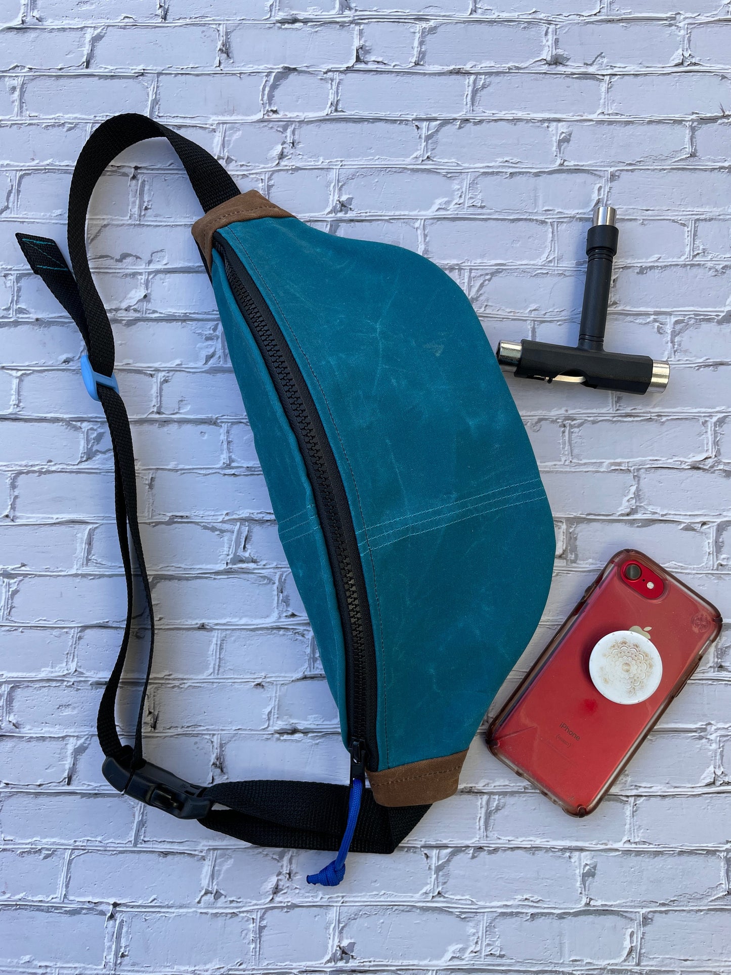 Teal Waxed Canvas Sling Bag