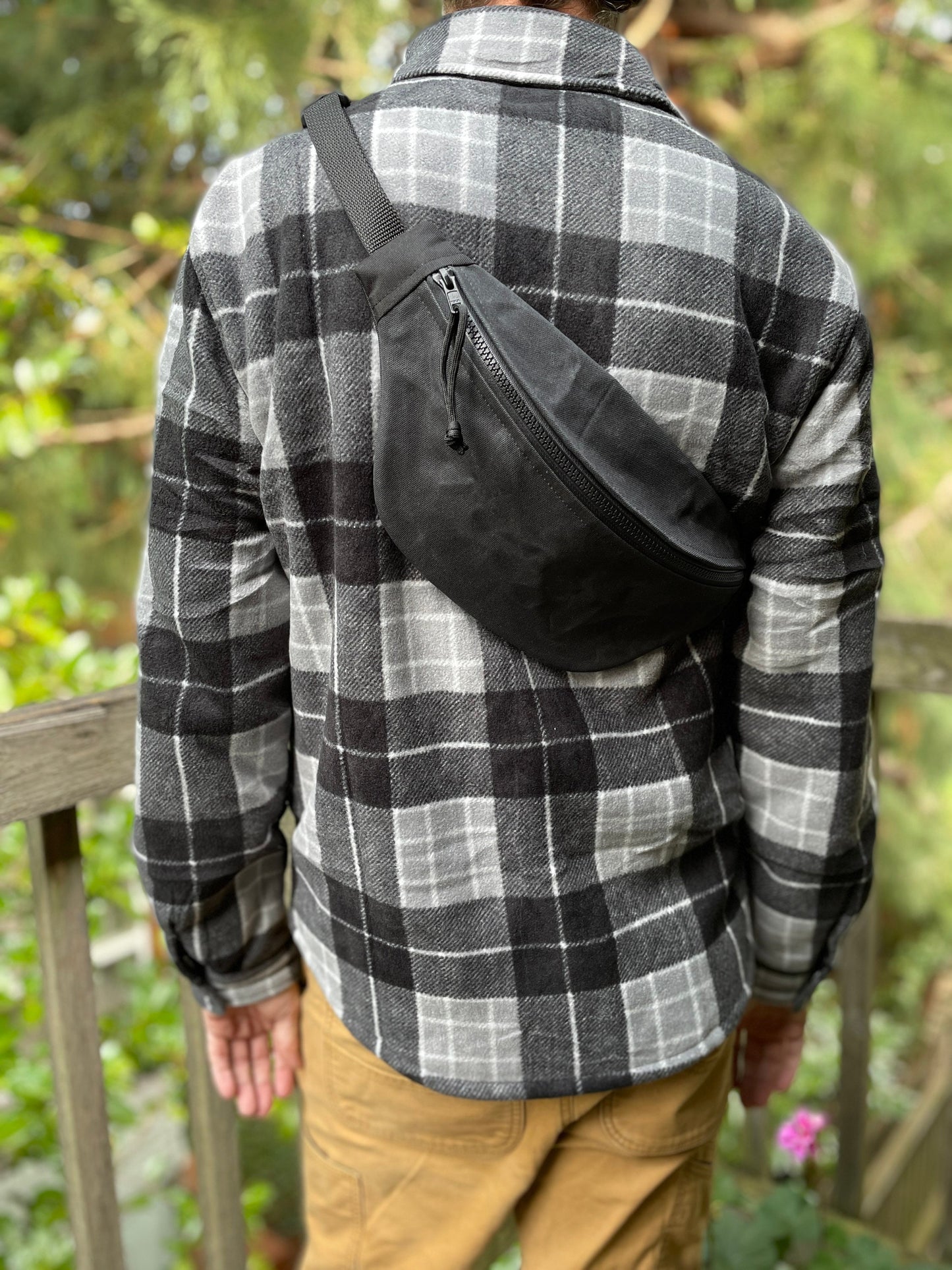 Black Waxed Canvas Sling Bag