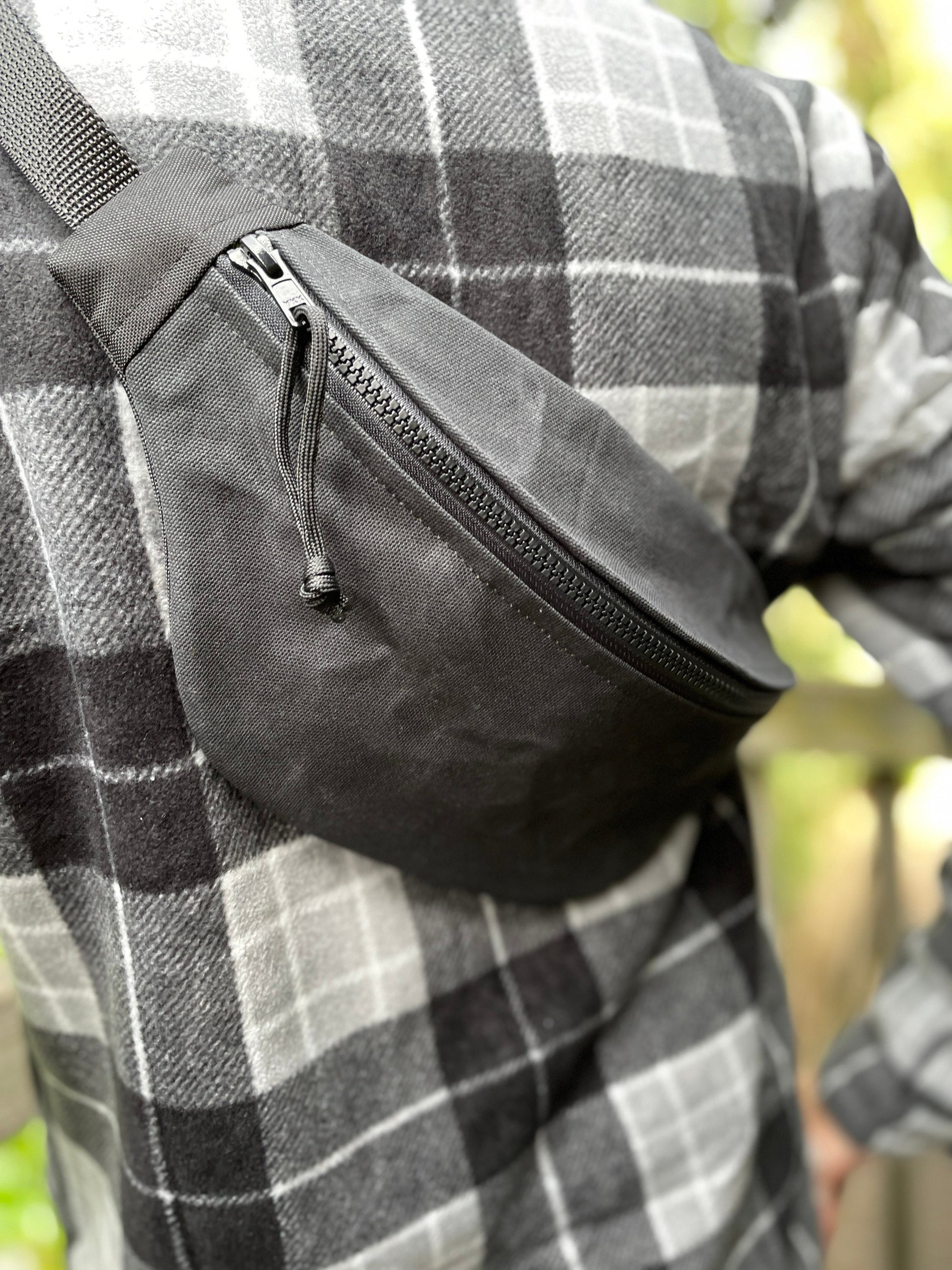 Black Waxed Canvas Sling Bag