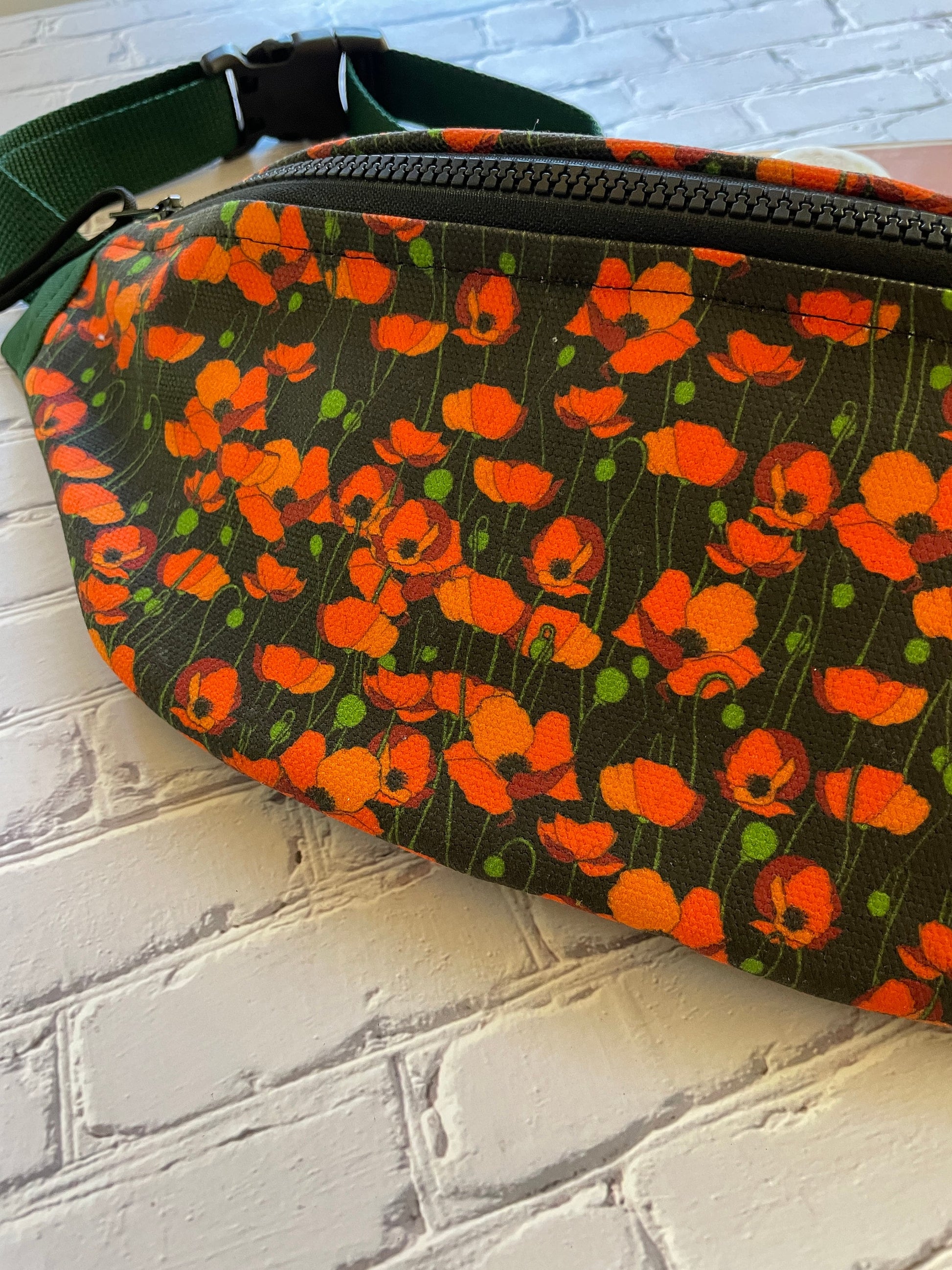 Autumn Poppy Waxed Canvas Sling Bag