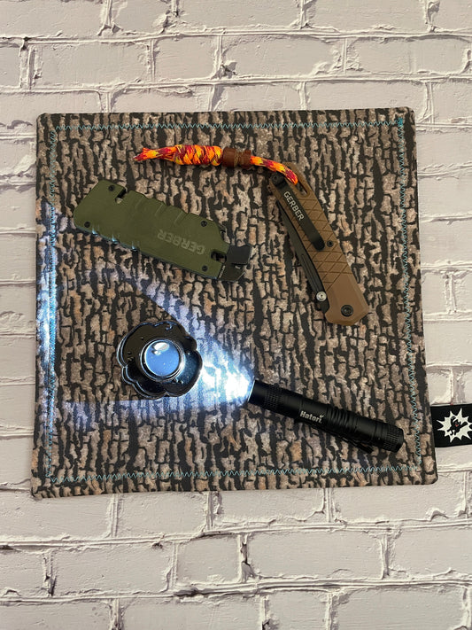 EDC Hank | Handkerchief Every Day Carry | EDC Gear | Hank For EDC Organizer Pouch | Cloth Tray | Flannel or Micro Fiber | Tree Bark