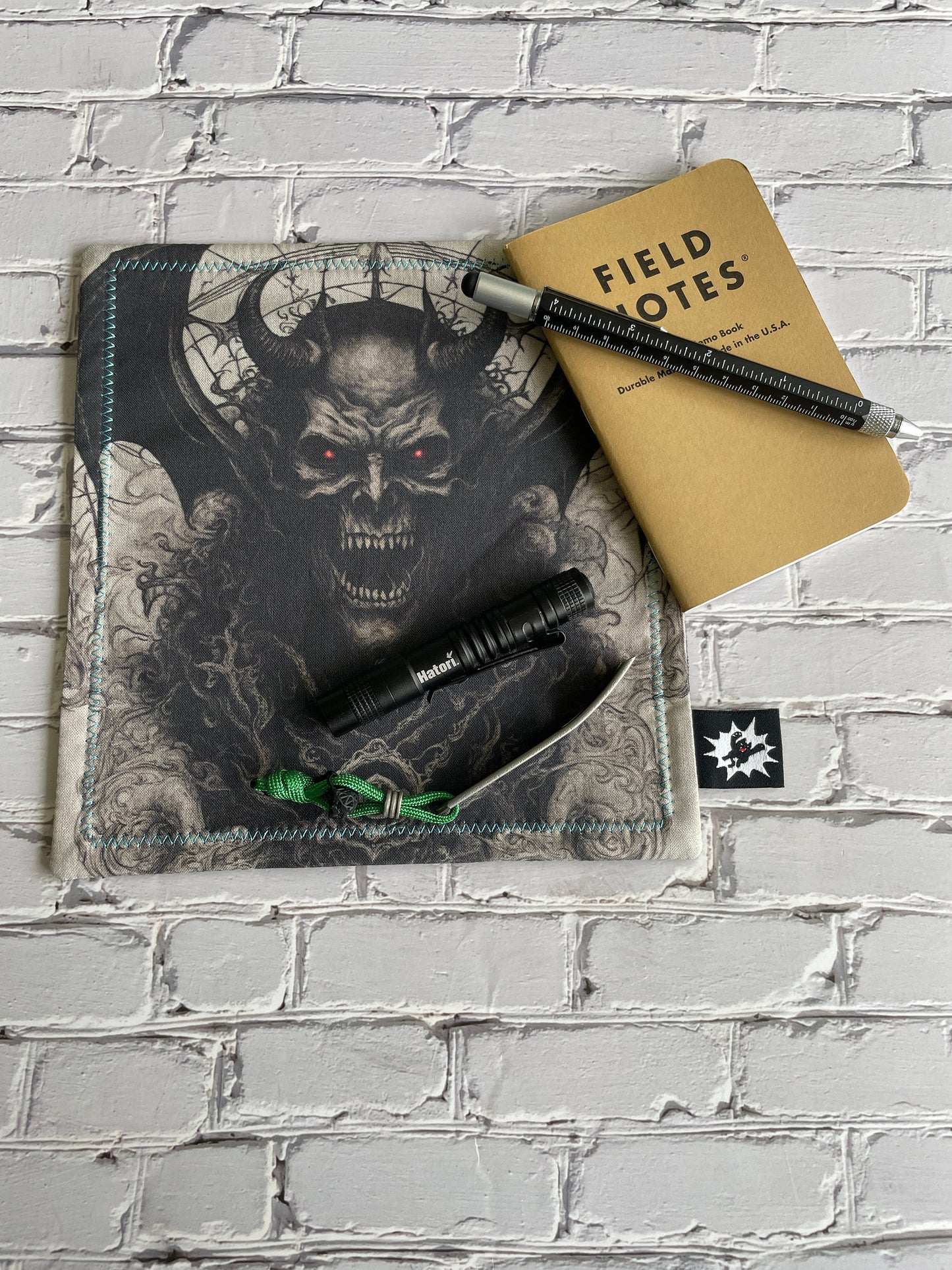 EDC Hank Limited Edition | EDC Gear Hankerchief | Hank for Bag, Pouch, Or Tray | Devil Skeleton | Spooky Scary | Death Metal | Satan Monster