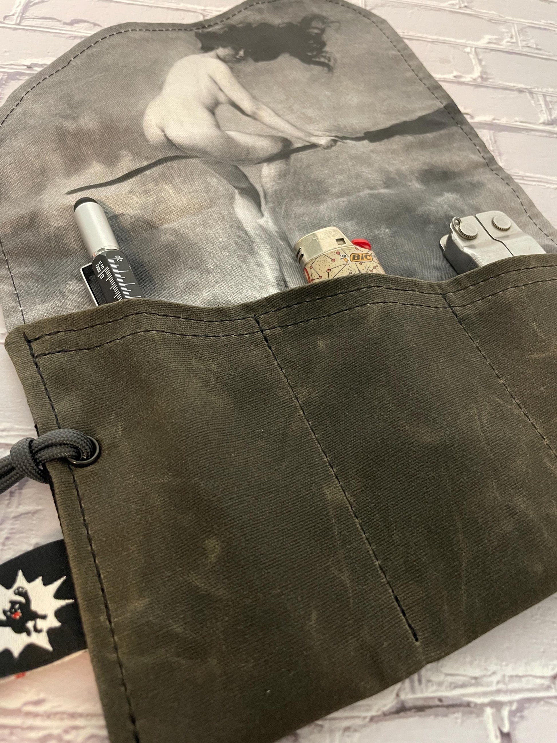 EDC Tool Roll | Waxed Canvas Tool Pouch | Every Day Carry Gear Bag | Pocket Organizer | EDC Knife Roll | Pocket Dump Display Hank | Witch