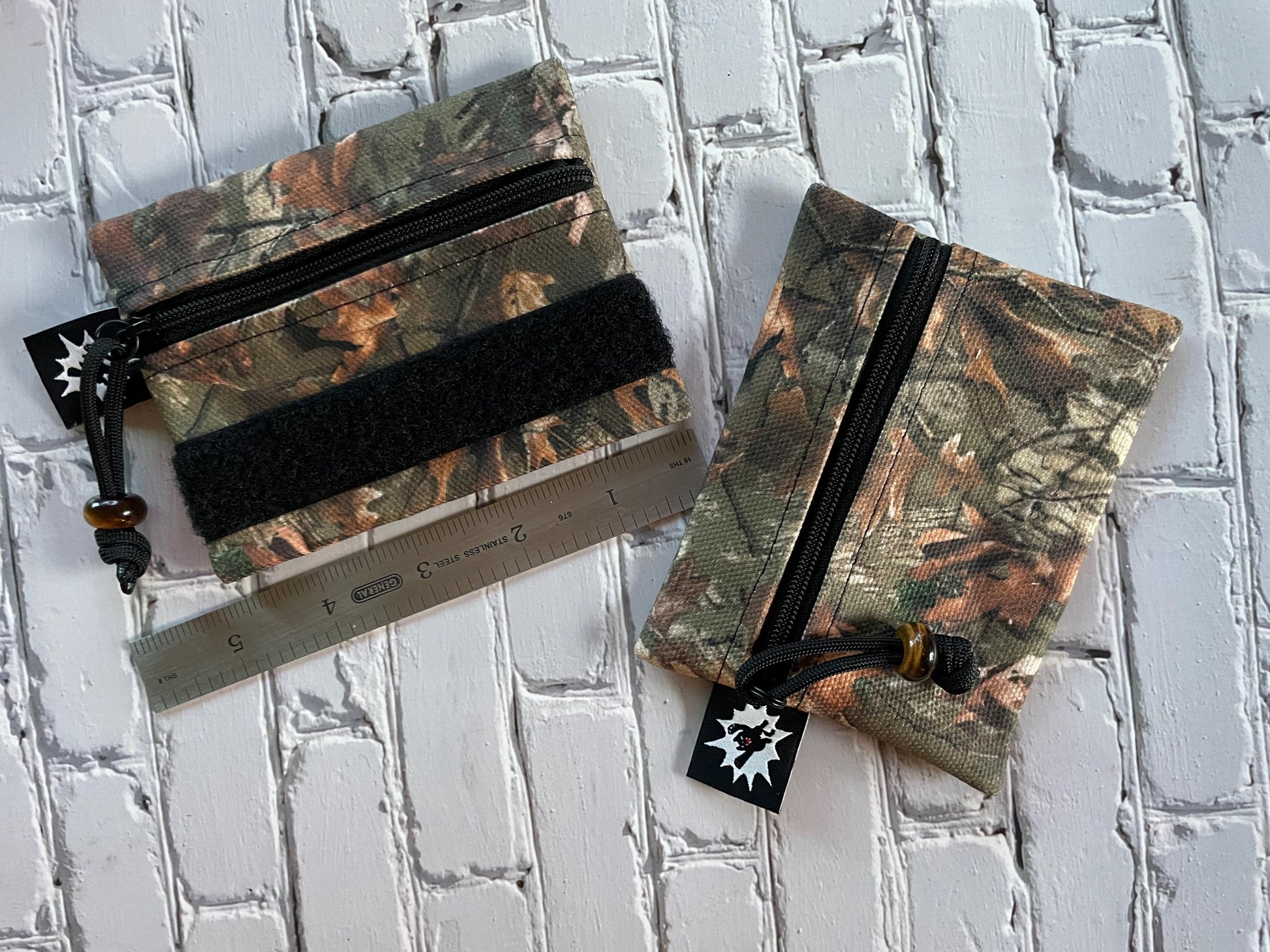 Waxed Canvas EDC Pouch | Mini Pouch | Small Zipper Wallet | Everyday Carry Bag | Hook and Loop Pouch Hunter | EDC Gear | Mossy Oak Camo