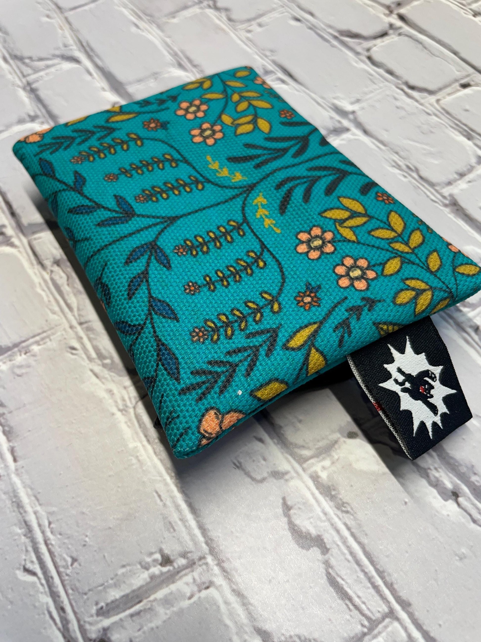 Waxed Canvas EDC Pouch | Mini Pouch | Small Zipper Wallet | Everyday Carry Bag | Hook and Loop Pouch | EDC Gear | Teal Floral Daisy