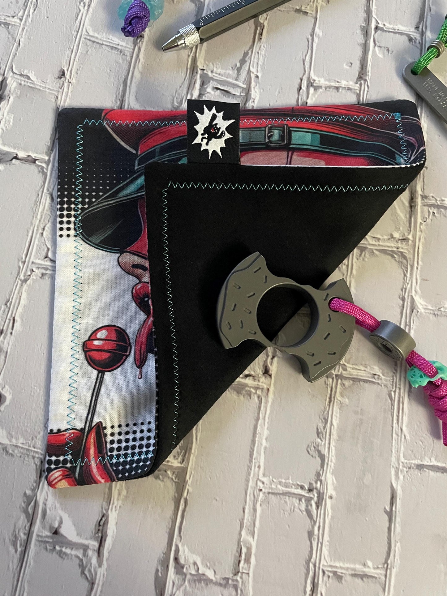 EDC Hank Limited Edition | EDC Gear Hankerchief | Hank for Bag, Pouch, Or Tray | Punk Rock Anarchy Boots | Black Red Everyday Carry