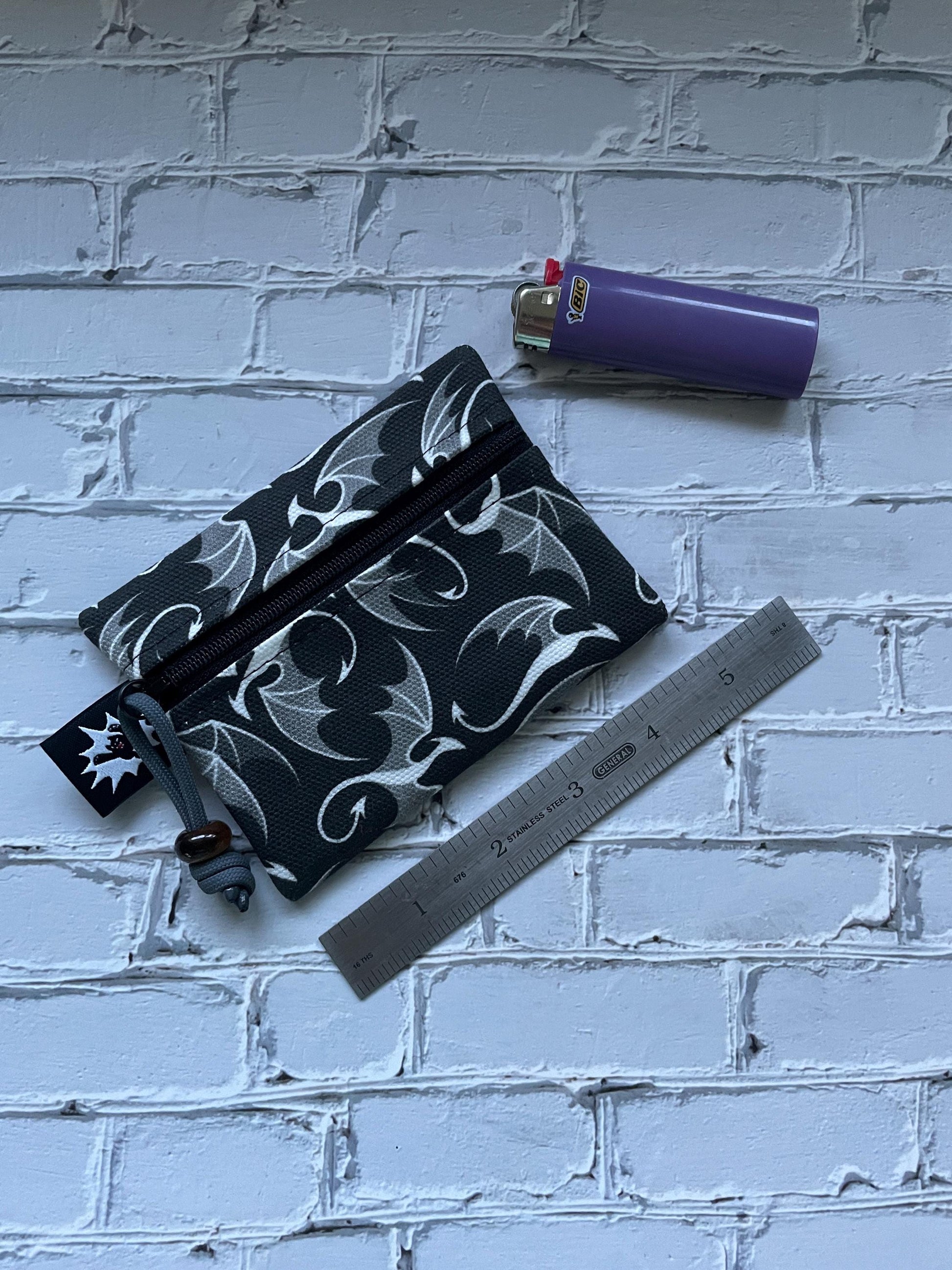 Waxed Canvas EDC Pouch | Mini Pouch | Small Zipper Wallet | Everyday Carry Bag | Hook and Loop Pouch | EDC Gear | Silver Dragon