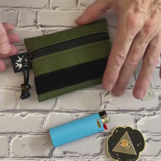 EDC Pouch | Mini Pouch | Small Zipper Wallet | Everyday Carry Bag | Hook and Loop Pouch | EDC Gear | Tactical Kit OD Green