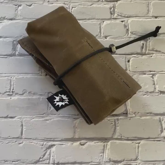 EDC Tool Roll | Waxed Canvas Pouch |Every Day Carry Gear Bag |Pocket Organizer | EDC Knife Roll | Pocket Dump Display Hank | Wave Six Pack