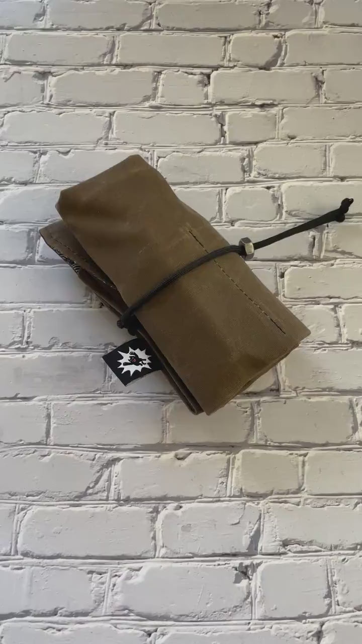 EDC Tool Roll | Waxed Canvas Pouch |Every Day Carry Gear Bag |Pocket Organizer | EDC Knife Roll | Pocket Dump Display Hank | Wave Six Pack