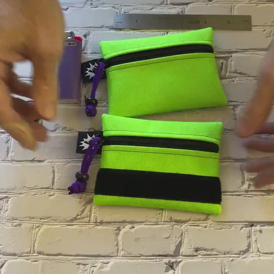 EDC Pouch | Mini Pouch | Small Zipper Wallet | Everyday Carry Bag | Hook and Loop Pouch | EDC Gear | Tactical Kit Lime Green Purple