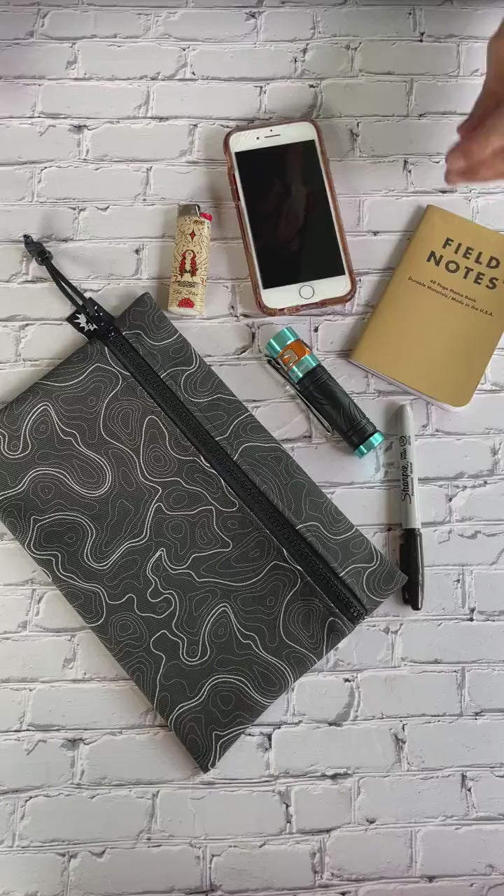 Canvas Travel Pouch |  Small Zipper Wallet | Everyday Carry Bag | Suitcase Organizer | For Tools, Knives, Art Supplies | Unique Patterns |