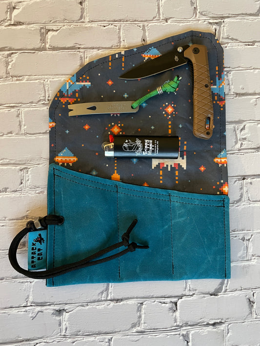 EDC Waxed Canvas Tool Roll Blue Atari