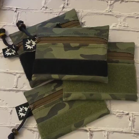 Waxed Canvas EDC Pouch | Mini Pouch | Small Zipper Wallet | Everyday Carry Bag | Hook and Loop Pouch | EDC Gear | Camo Canvas