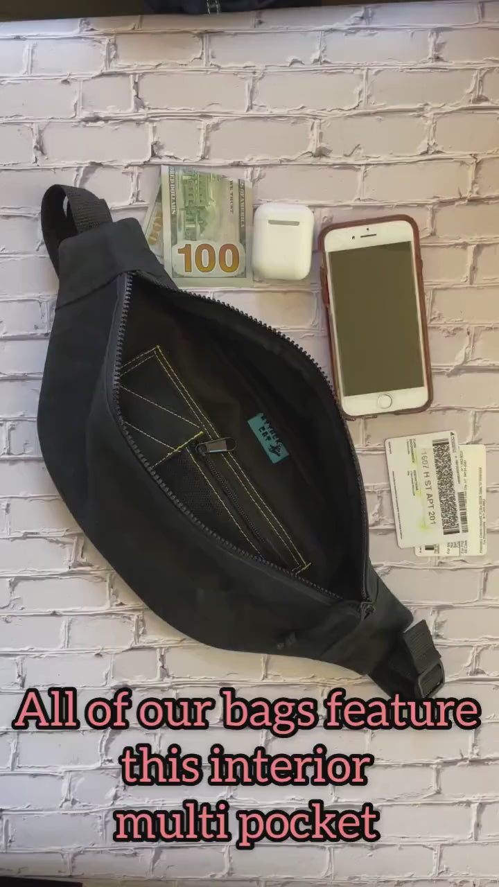 Black Waxed Canvas Sling Bag