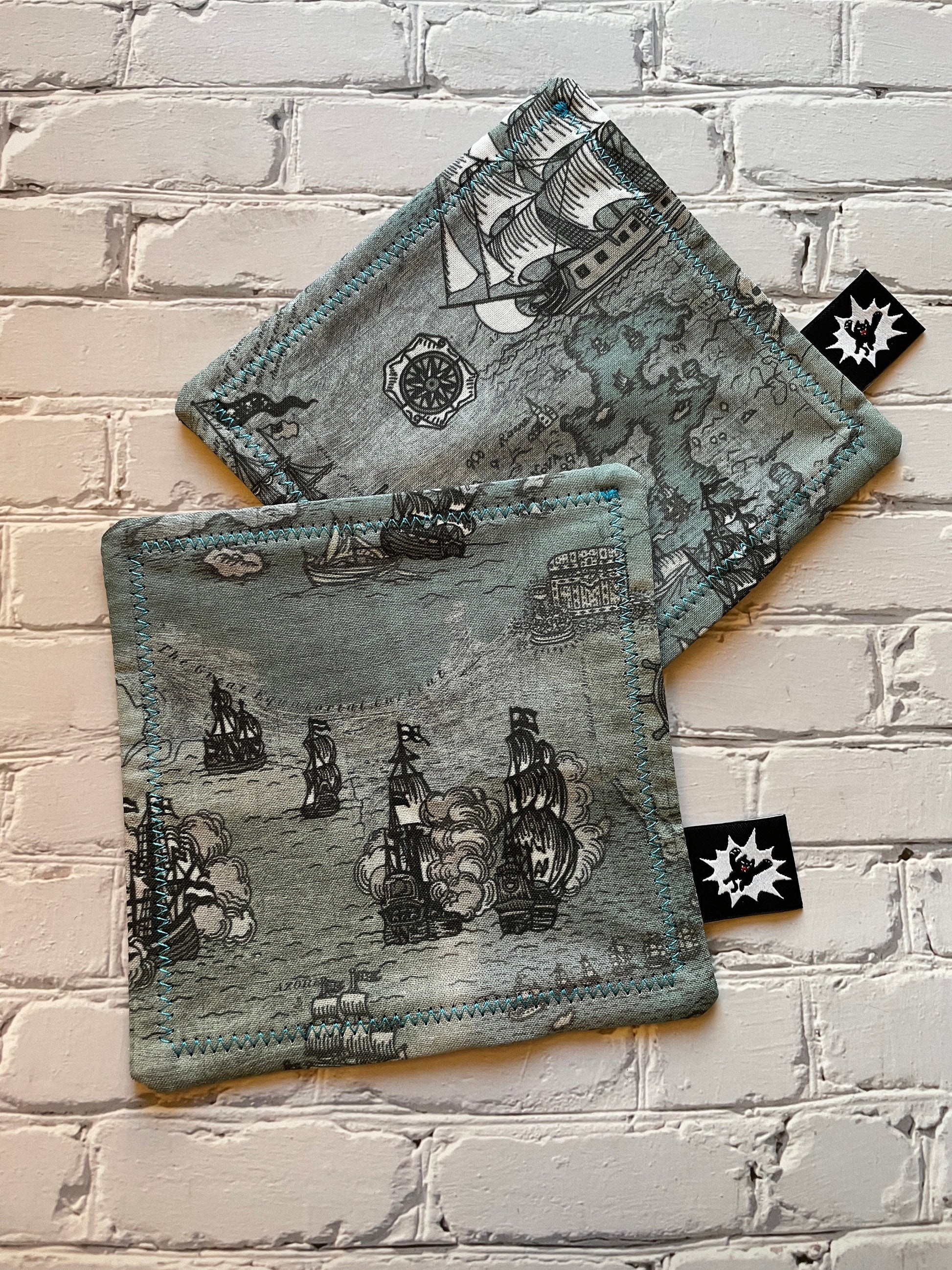 EDC Hank | Handkerchief for Every Day Carry | EDC Gear | Hank For EDC Organizer Pouch | Pirate Ship  | Paracord | Vintage Treasure Map