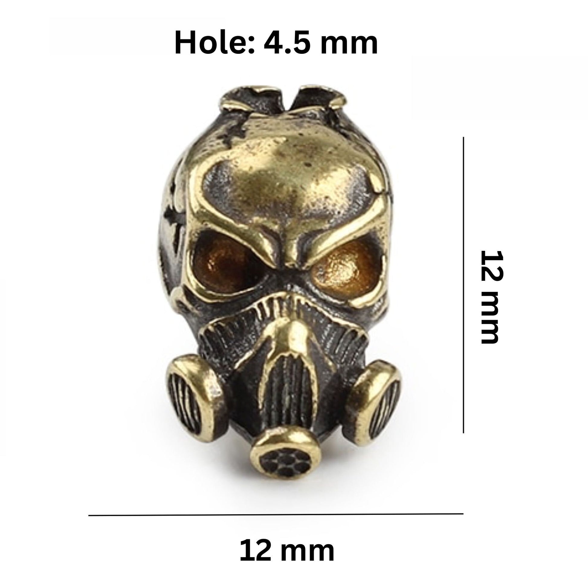 Gas Mask Scull EDC Knife Paracord Bead | Brass Bead | EDC Gear | Everyday Carry  Hank Bead | Large Hole Bead | Steam Punk Gold Silver Toxic